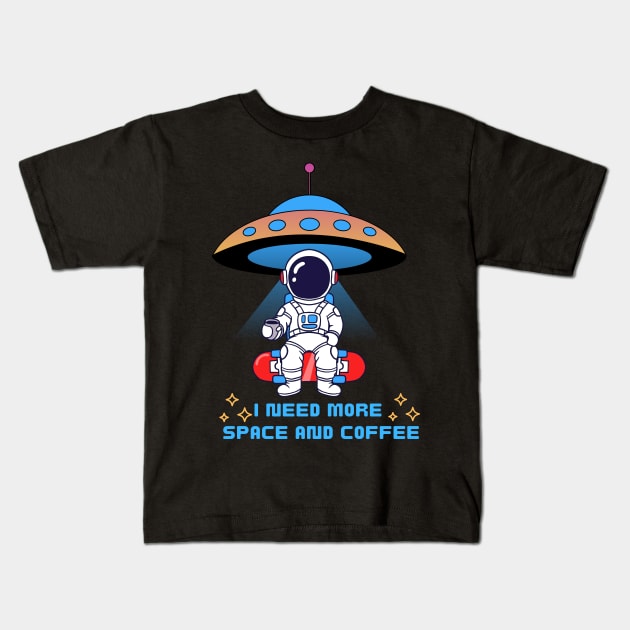 I need more space and coffee Kids T-Shirt by Artist usha